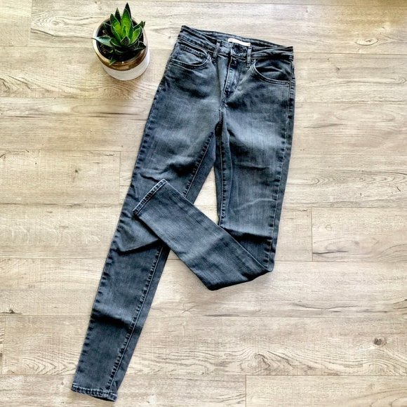 Levi's 721 Black/Grey High Rise Skinny Jeans - Picture 3 of 9